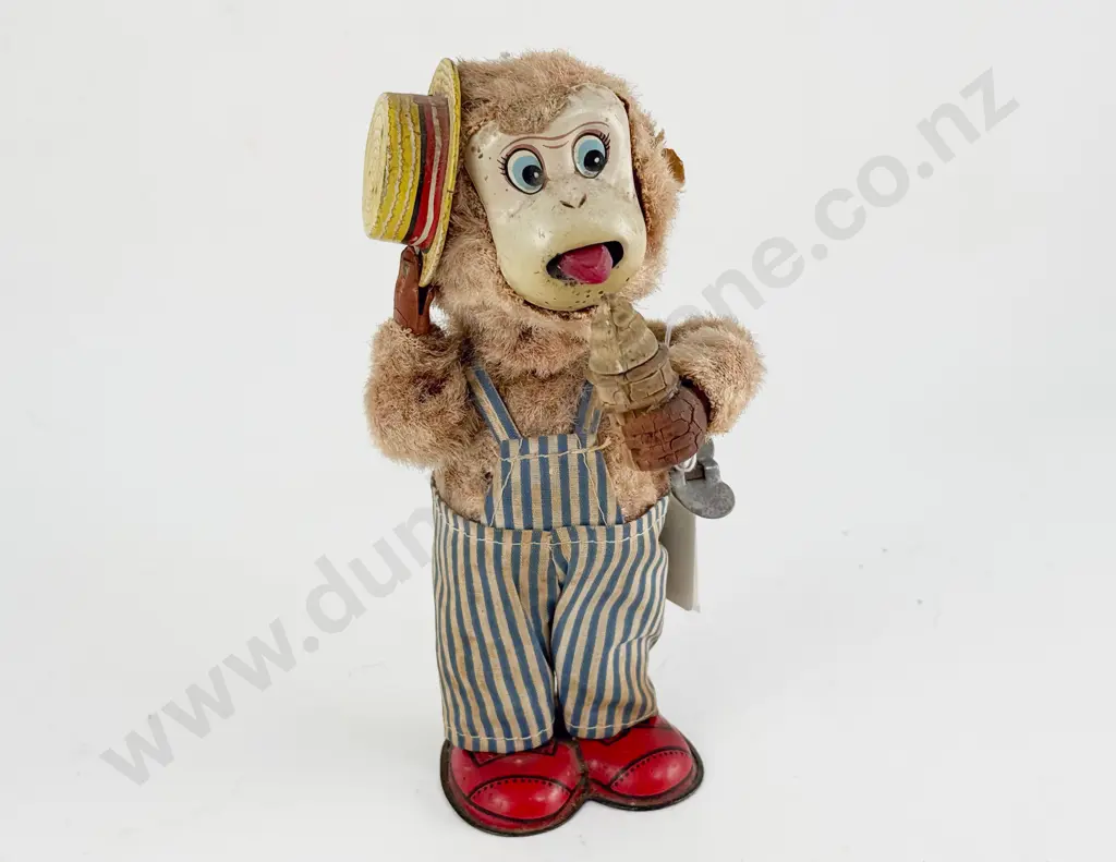 Made in Japan Flock and Tinplate Monkey with Ice Cream Image 1++