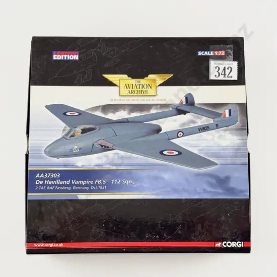 Boxed Corgi Aviation Archive AA37303 De Havilland Vampire FB.5 – 112 Sqn.