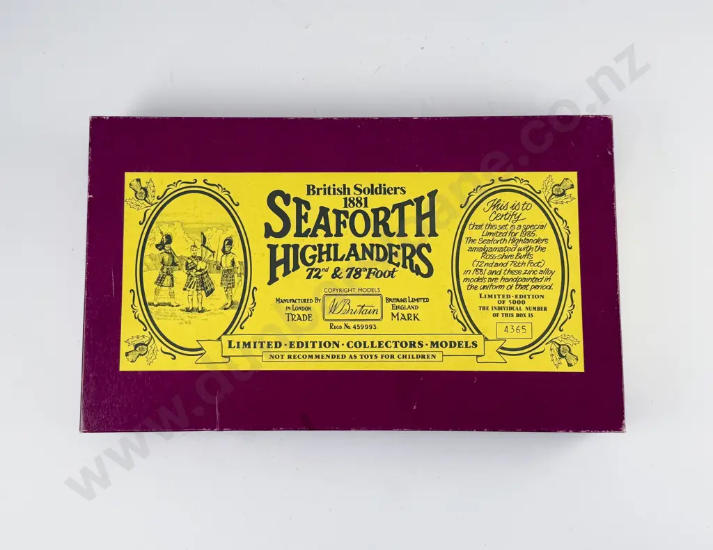 Boxed Britains No5185 1881 Seaforth Highlanders 72nd & 78th Foot 1985 Ltd Ed 4365/5000 Image 1++