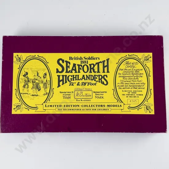 Boxed Britains No5185 1881 Seaforth Highlanders 72nd & 78th Foot 1985 Ltd Ed 4365/5000