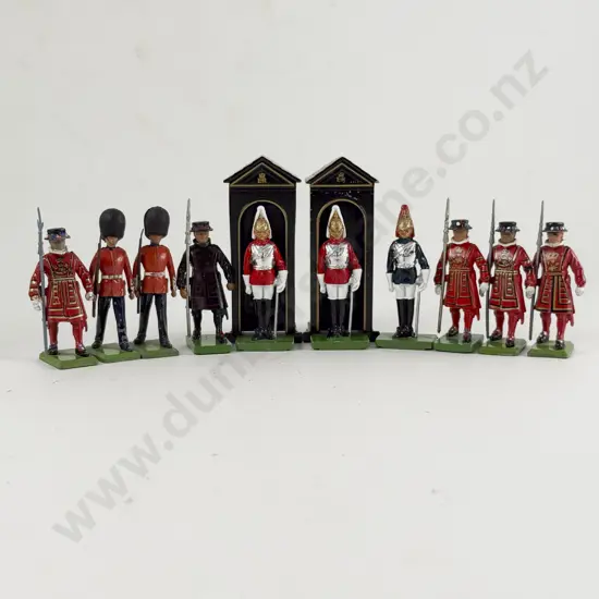Unboxed Britains Five Beefeaters Two Sentry Boxes Three Life Guards and Two Scots Guards