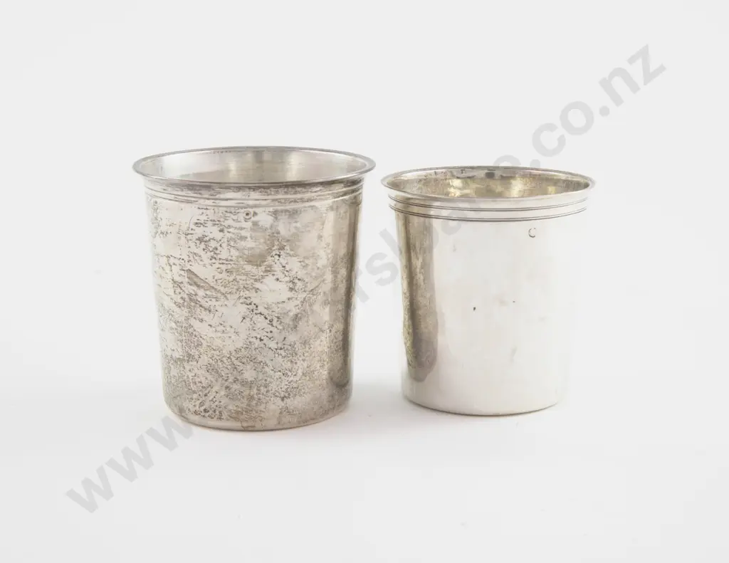 2 Antique French Silver Beakers Image 1++