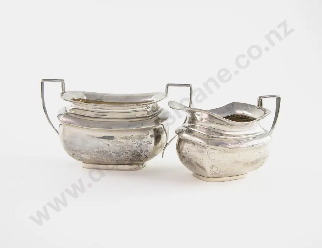 Geo V S/S Sugar Bowl & Milk Jug Image 1++