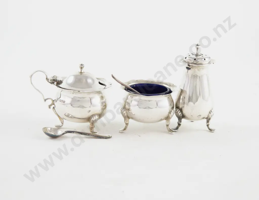 Edw VII S/S 5 Piece Cruet Set Image 1++