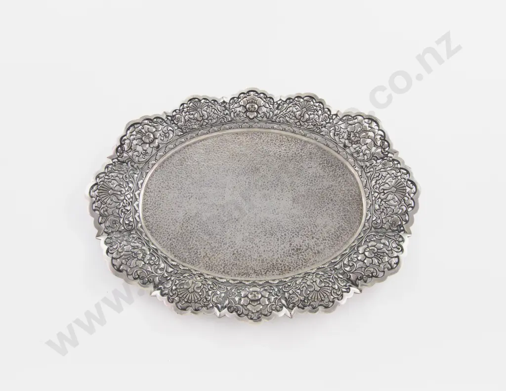 Asian .800  Oval Silver Tray Image 1++
