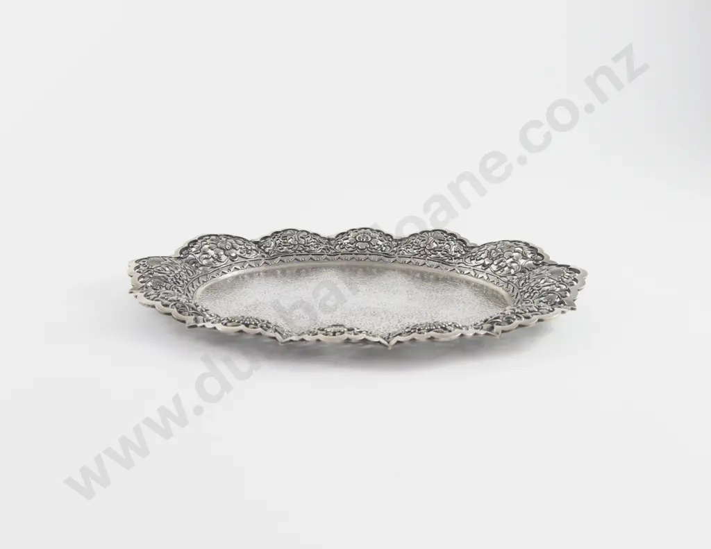 Asian .800  Oval Silver Tray Image 1++