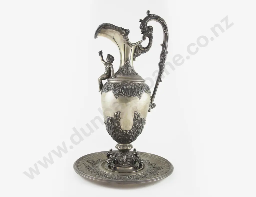 A Large & Impressive Italian S/S Wine Ewer & Stand by G Del Bono Florence Image 1++