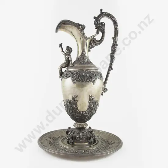 A Large & Impressive Italian S/S Wine Ewer & Stand by G Del Bono Florence