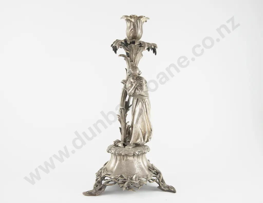 A Fine Quality Vict S/S Figural Candlestick By The Barnard Family Image 1++