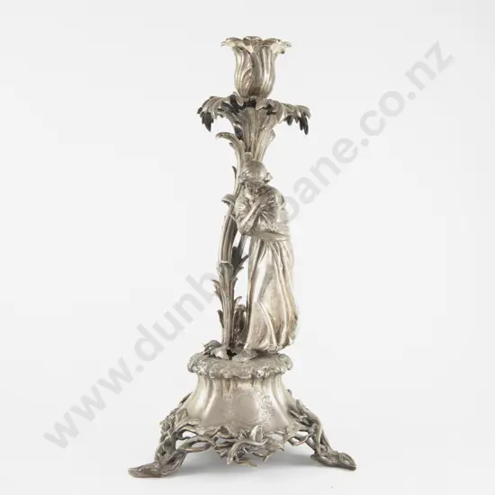A Fine Quality Vict S/S Figural Candlestick By The Barnard Family