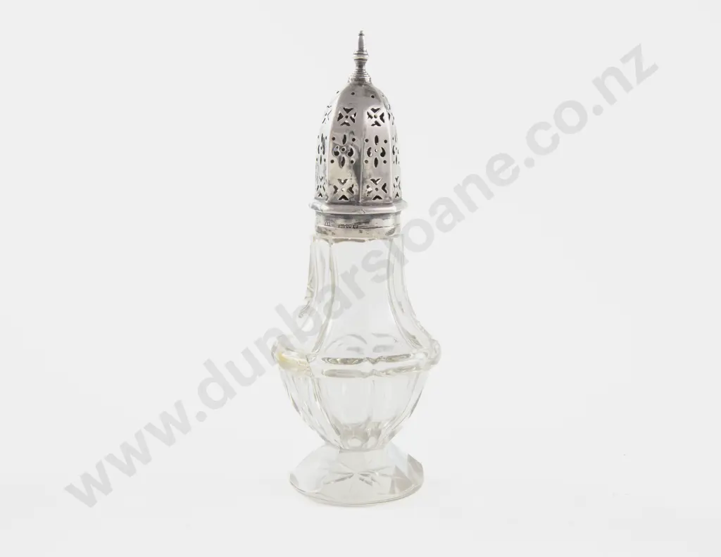 Geo V S/S Topped Cut Glass Sugar Caster Image 1++