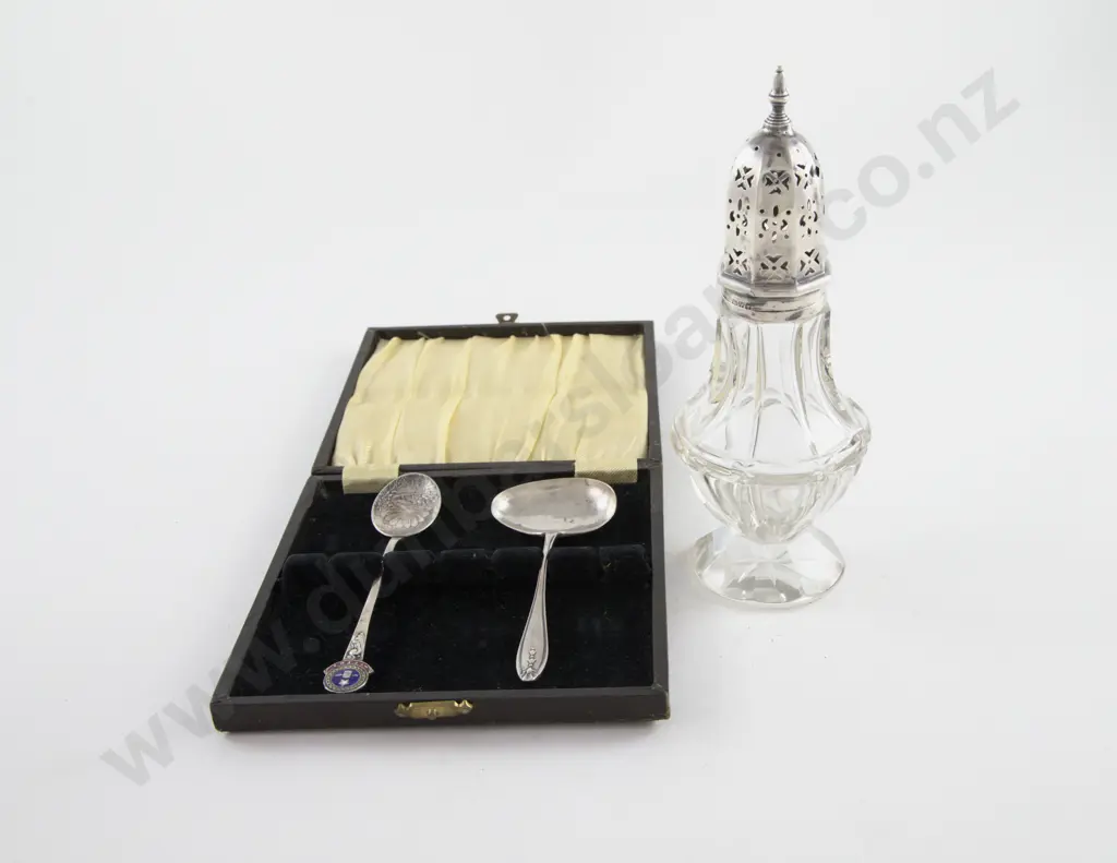 Geo V S/S Topped Cut Glass Sugar Caster Image 1++