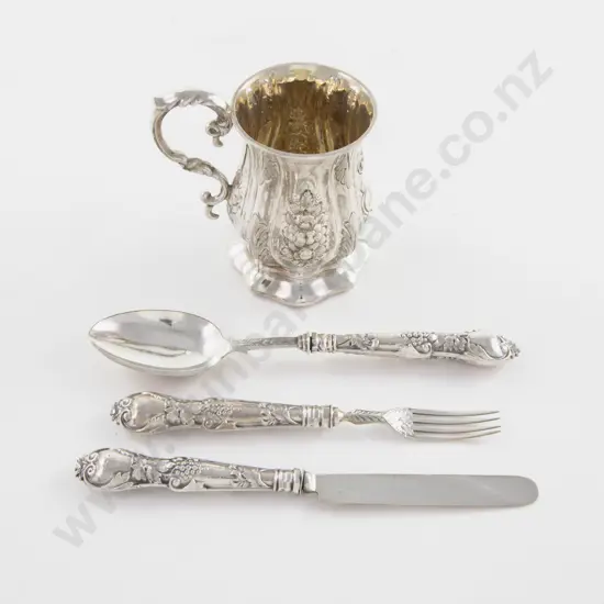 Cased Vict 4 Piece S/S Christening Set