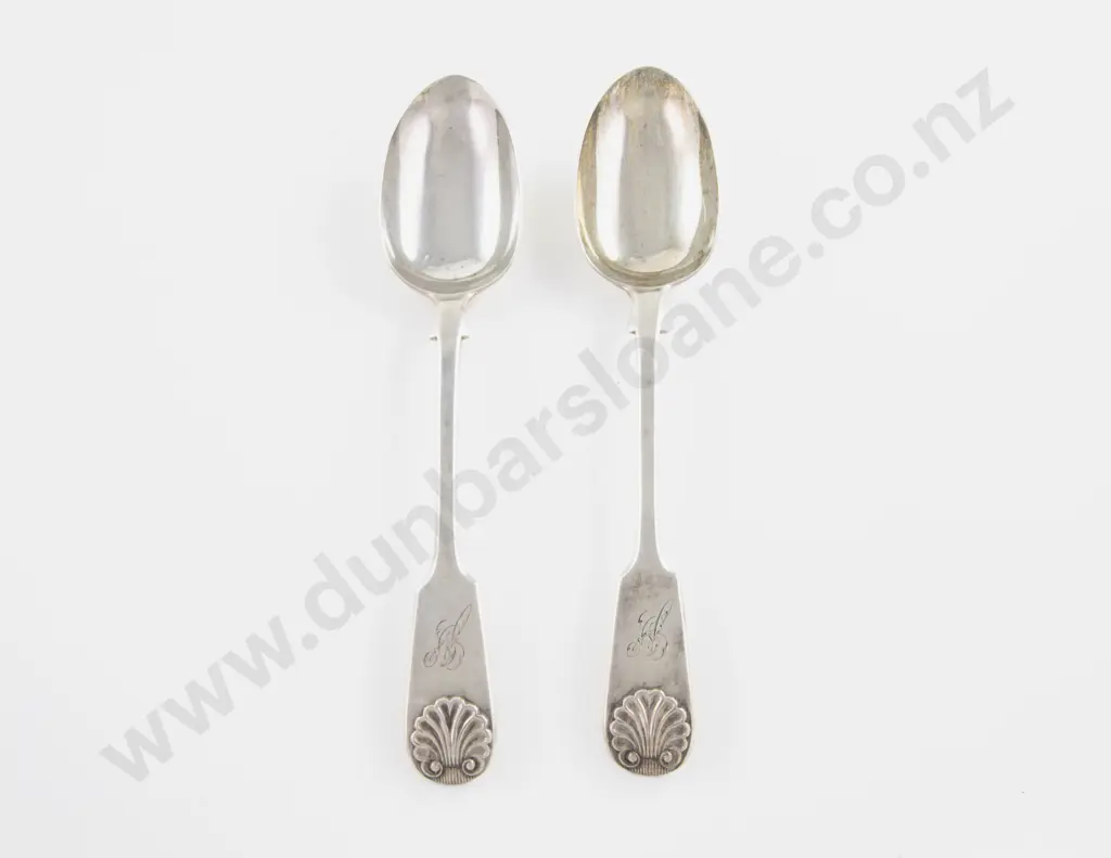 Pair Vict S/S Tablespoons by Chawner & Co Image 1++