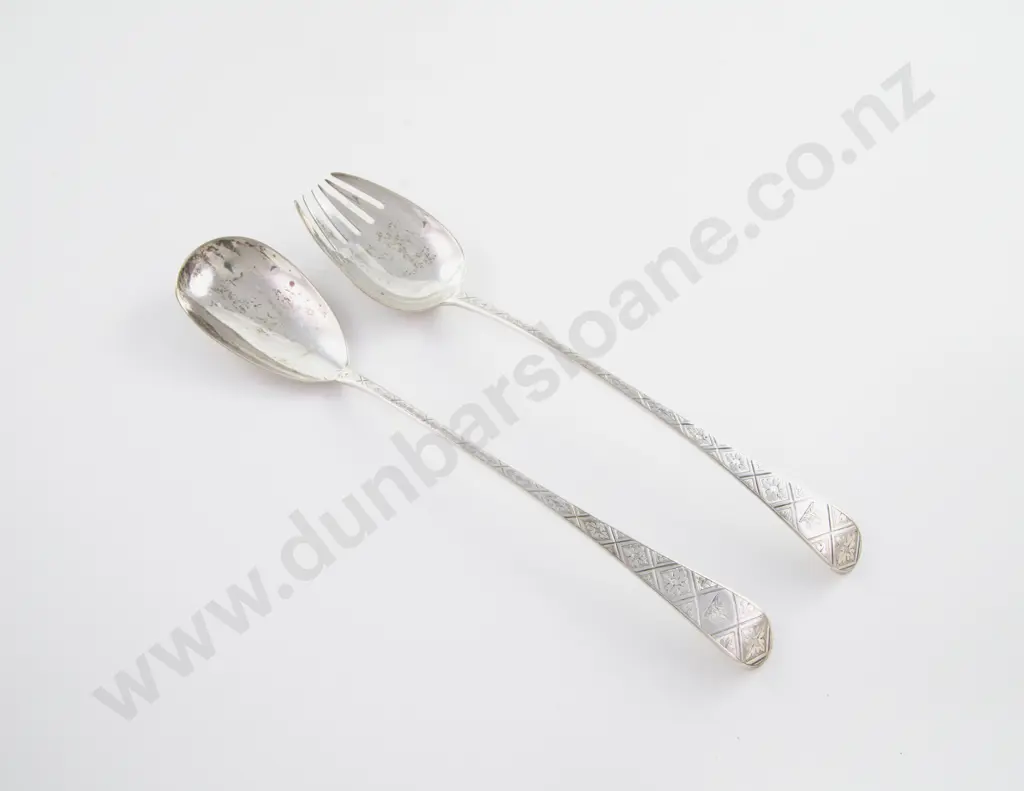 Near Pair Of Geo III S/S Salad Servers Image 1++