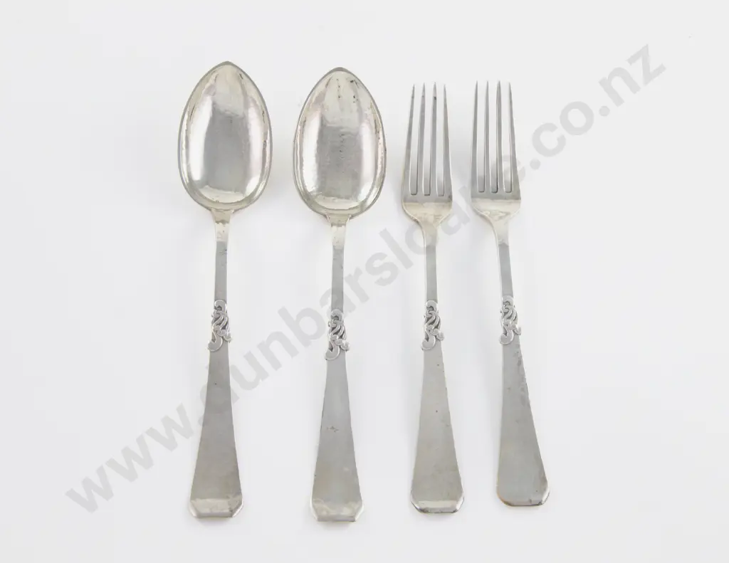 Pair Of Danish S/S Tablespoons & Matching Pair Of Tableforks by Fritz Heimburger Copenhagen Image 1++