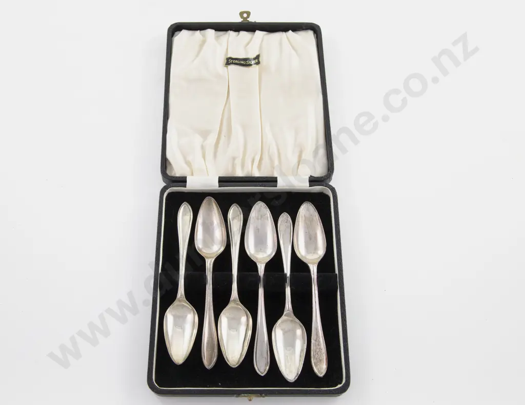 Cased Set Of 6 Geo V S/S Grapefruit Spoons Image 1++