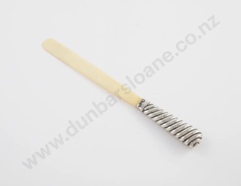 Antique S/S Spiral Handled Ivory Letter Opener Image 1++