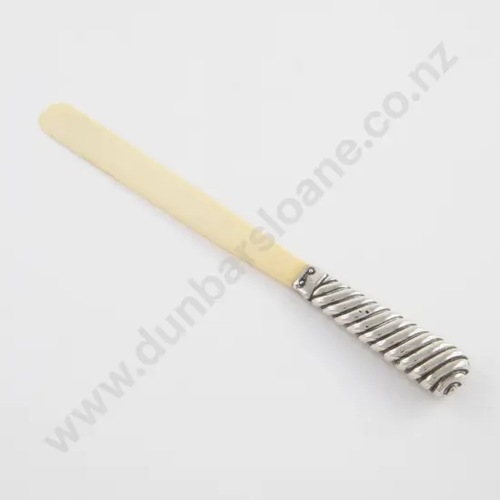 Antique S/S Spiral Handled Ivory Letter Opener