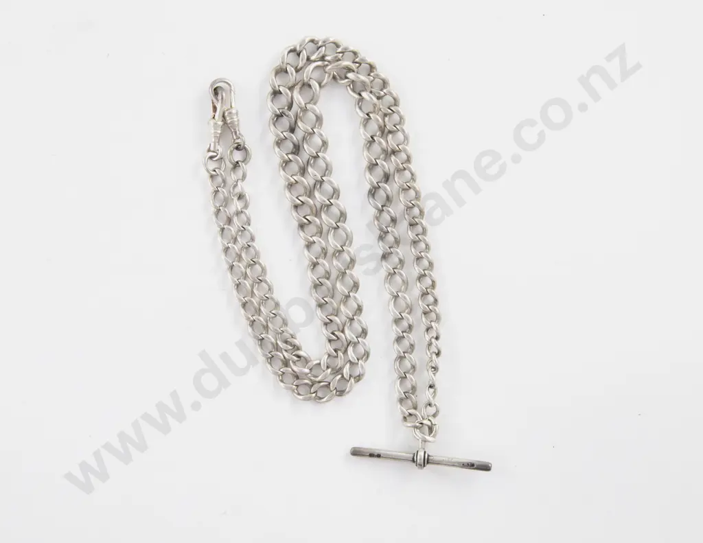 Edwardian S/S Graduated Curb Link Albert Chain Image 1++