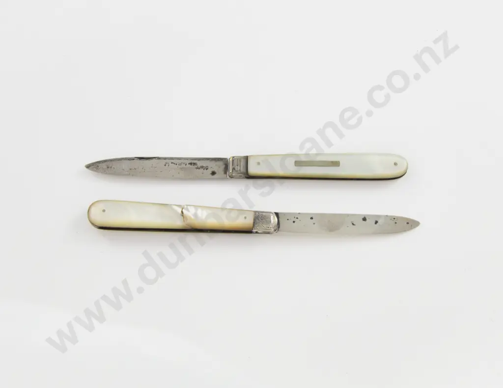 2 Vintage S/S Bladed MOP Fruit Knives Image 1++
