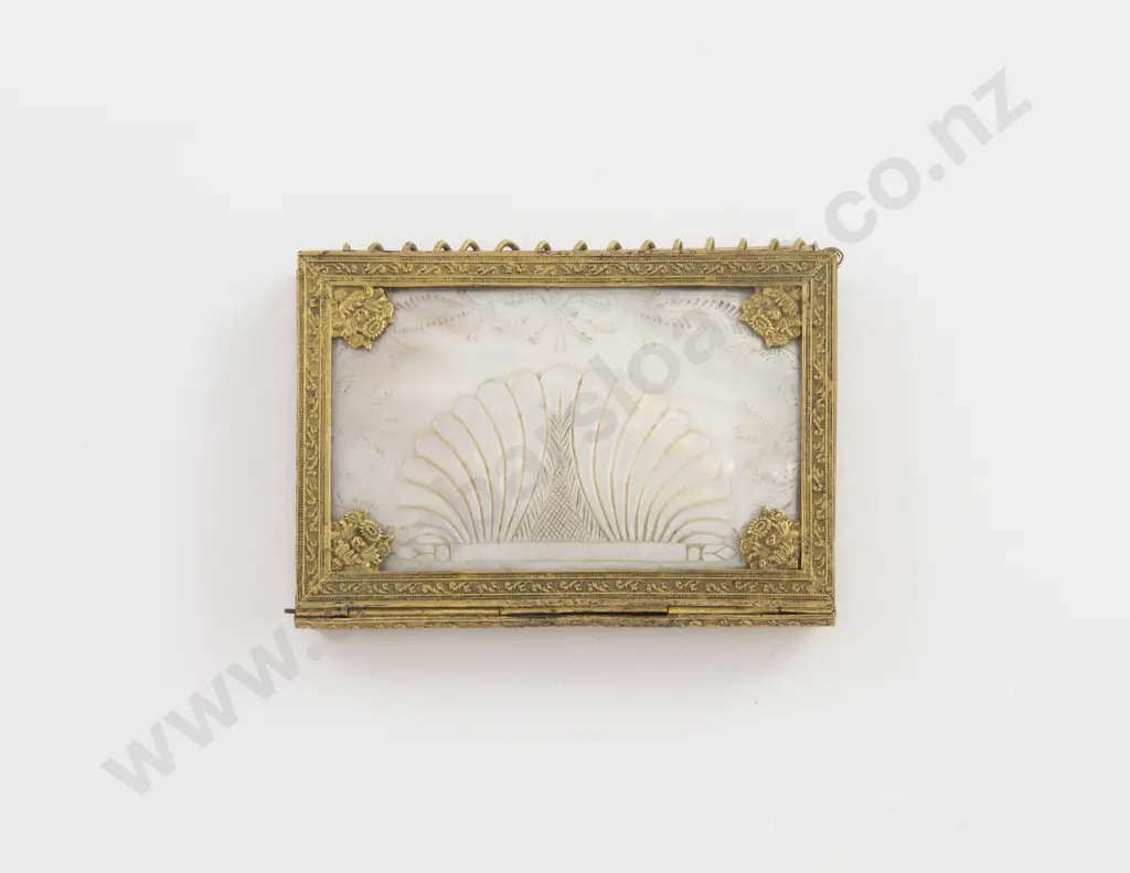An Attractive C19th Gilt Metal & MOP Bound Miniature Book Image 1++