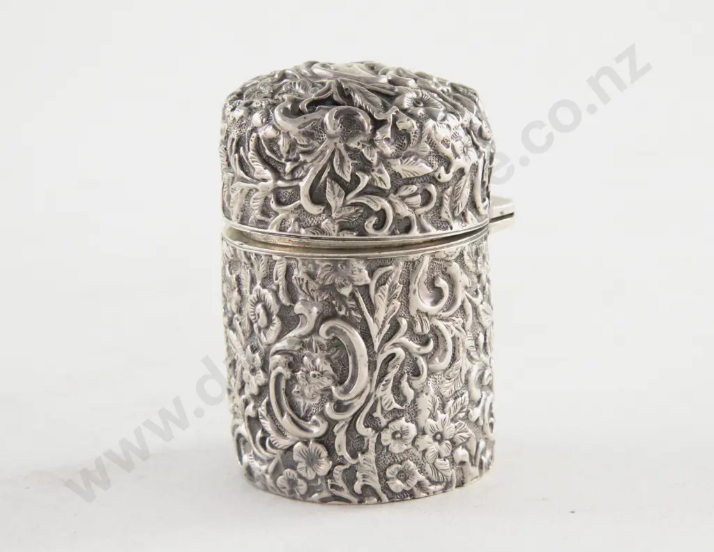 Victorian S/S Heavily Embossed Salts Bottle Image 1++
