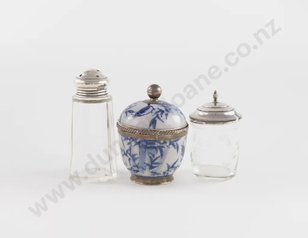 S/S Mounted Blue & White Jar & Cover Image 1++