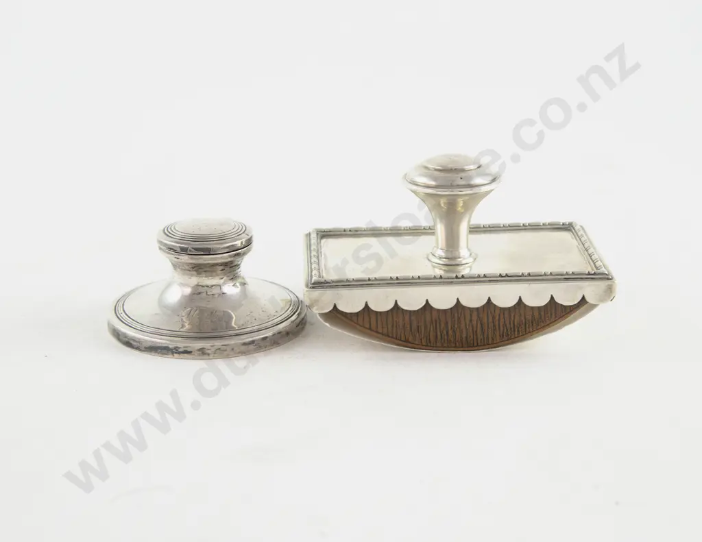 Edw VII S/S Ink Blotter & Small S/S Capstan Inkwell Image 1++