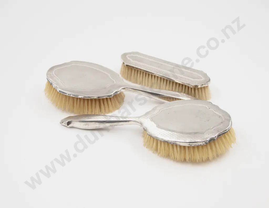 Set Of 3 Geo V S/S Backed Dressing Table Brushes Image 1++
