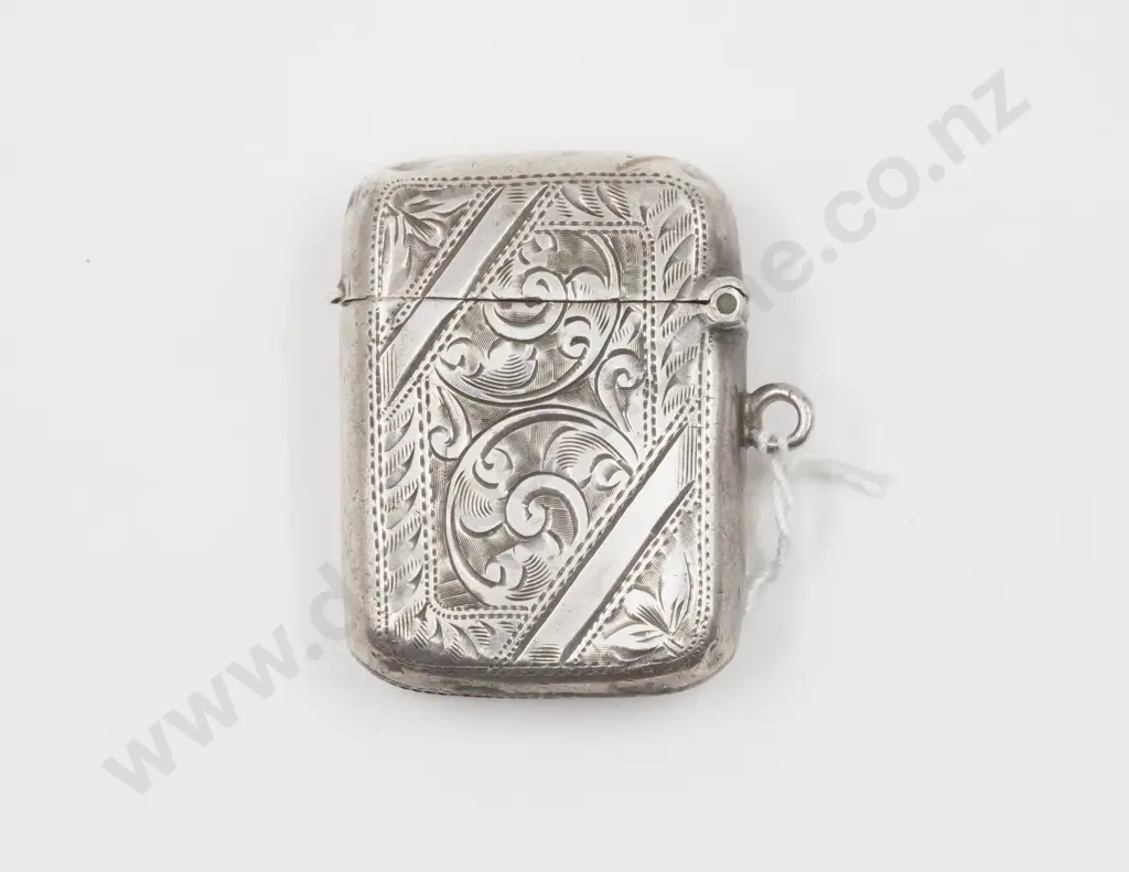 S/S Engraved Vesta Case with Hanging Loop Image 1++