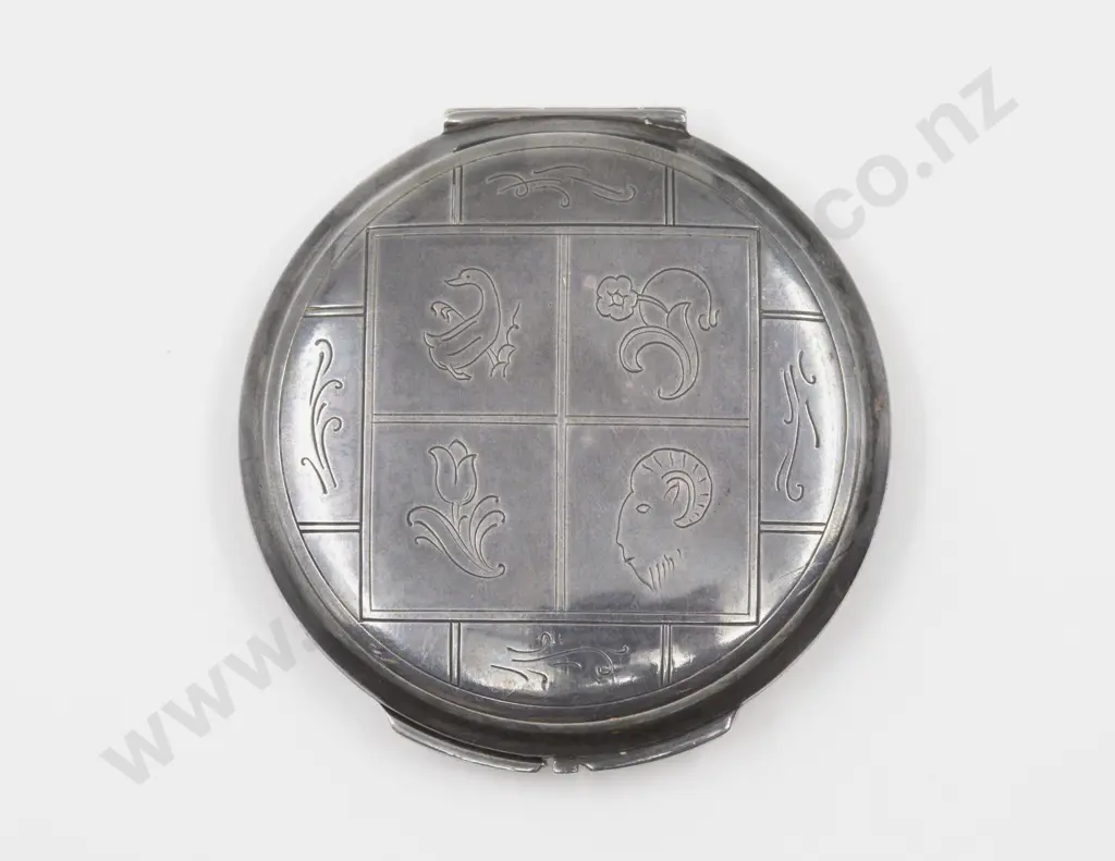 Georg Jensen .925 Silver Denmark Engraved Compact Image 1++