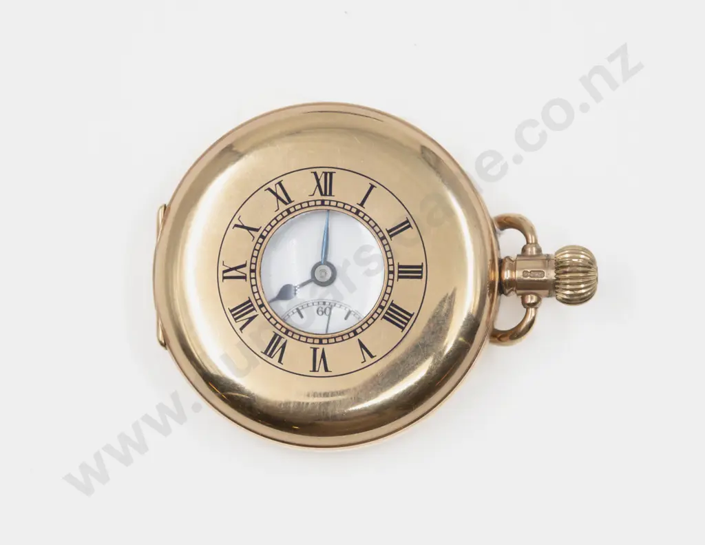 9ct Half Hunter Cased Lever Wind Pocket Watch Image 1++