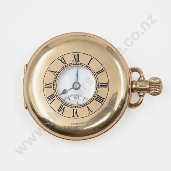 9ct Half Hunter Cased Lever Wind Pocket Watch