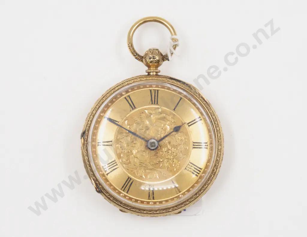 18ct Open Face Lever Wind Pocket Watch Image 1++