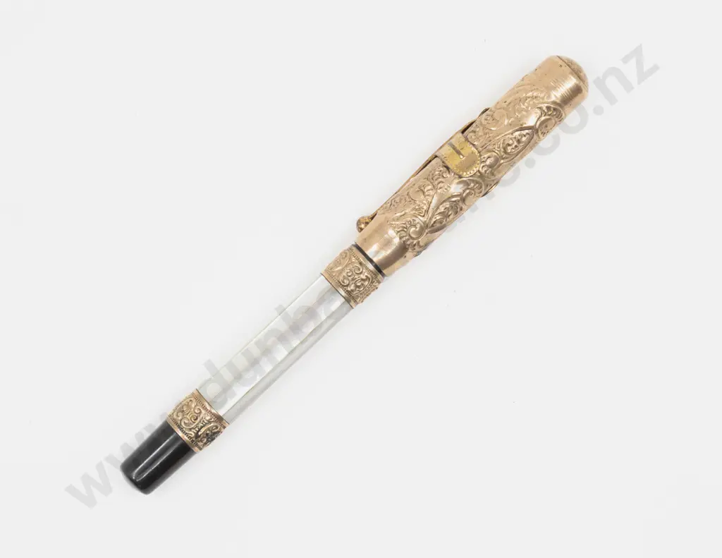 Early Parker Embossed Gold Plate & MOP Fountain Pen Image 1++