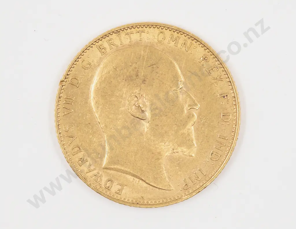 Edw VII 1907 Gold Sovereign no Mint Mark Image 1++