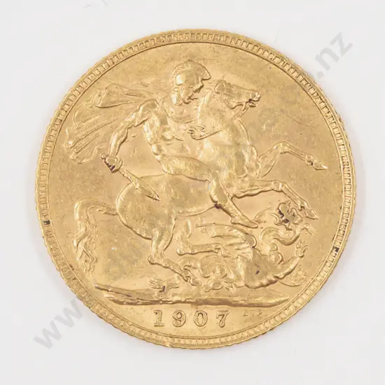 Edw VII 1907 Gold Sovereign no Mint Mark