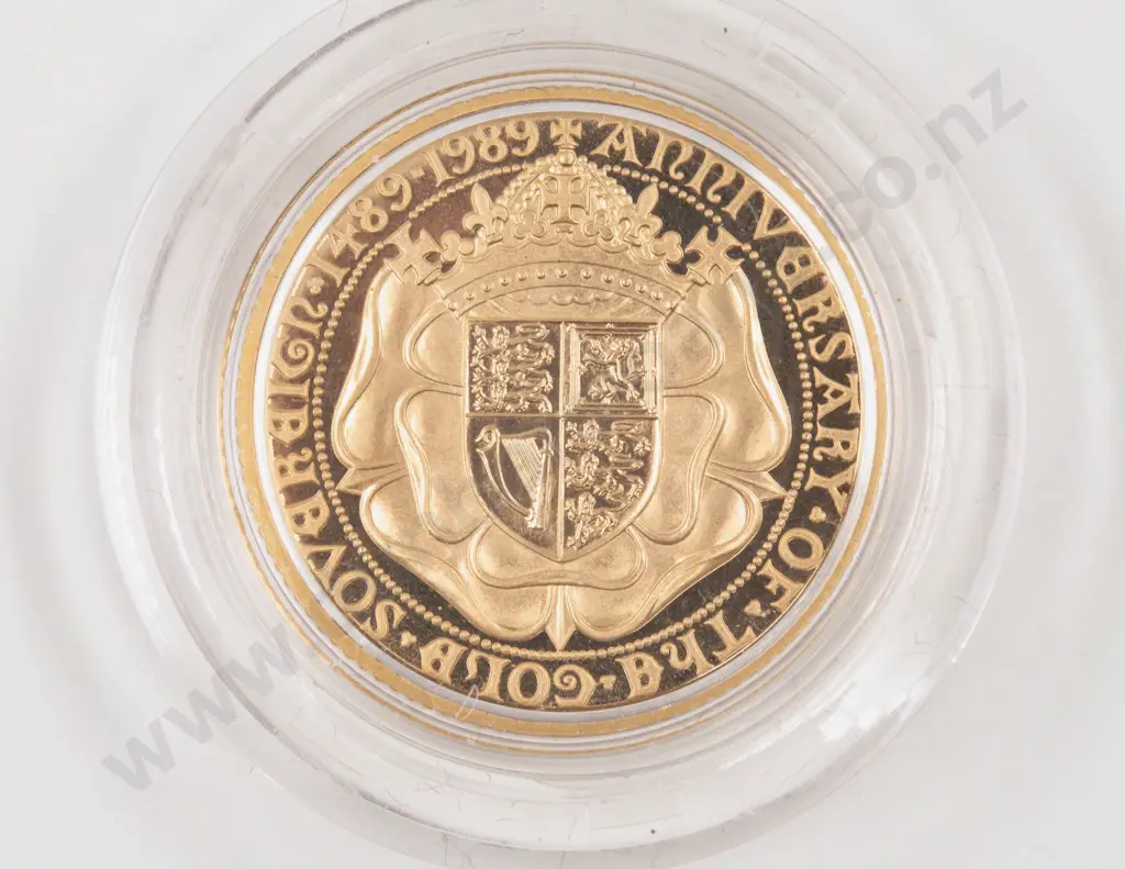 500th Anniversary of the First Gold Sovereign 1489-1989 Proof Gold Sovereign Royal Mint Image 1++