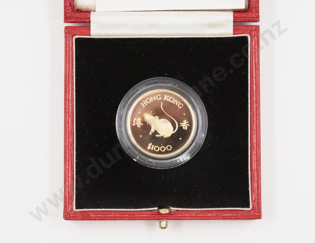 1984 Hong Kong $1000 Lunar Year Coin The Year of the Rat Proof Gold Coin Image 1++