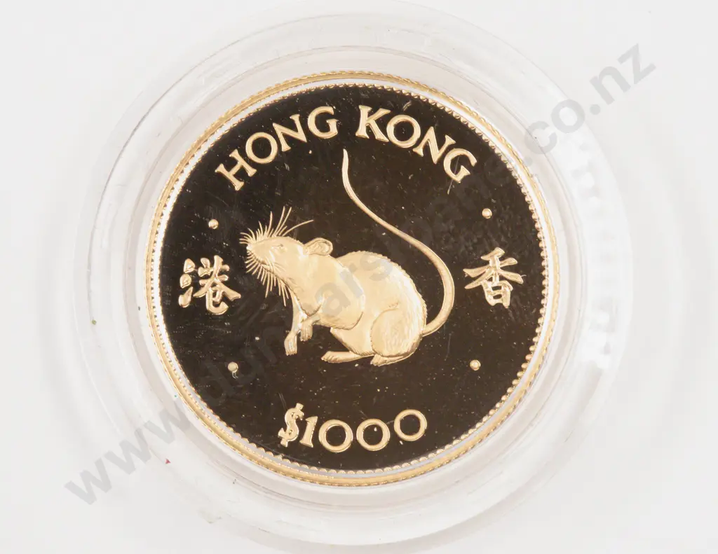 1984 Hong Kong $1000 Lunar Year Coin The Year of the Rat Proof Gold Coin Image 1++