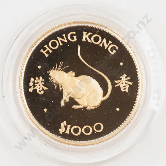 1984 Hong Kong $1000 Lunar Year Coin The Year of the Rat Proof Gold Coin