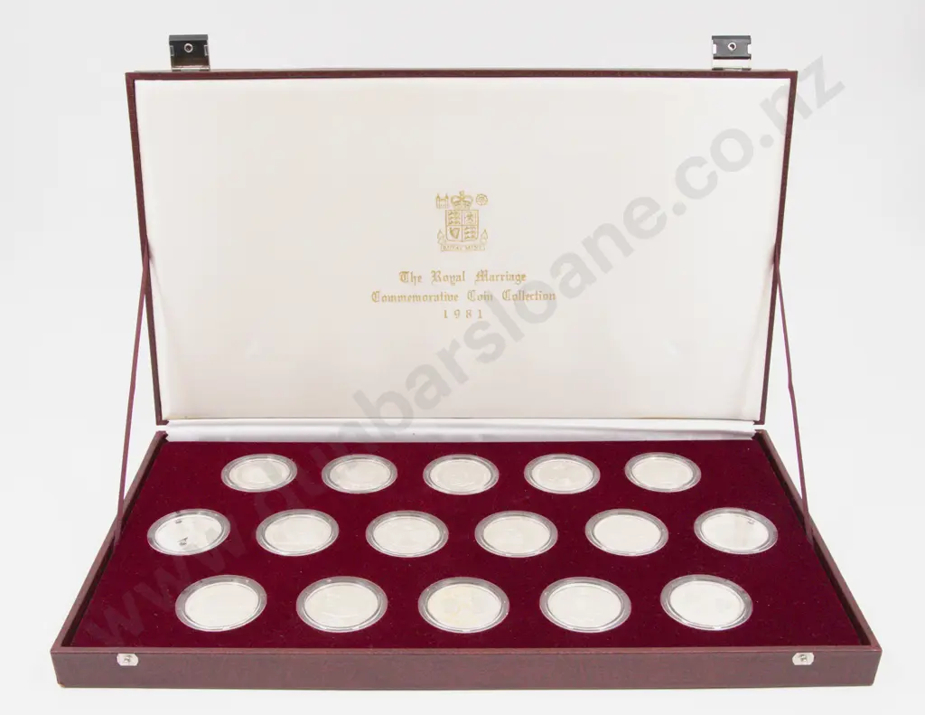 Cased 1981 Royal Mint The Royal Marriage Commemorative Sixteen Silver Proof Coins Image 1++