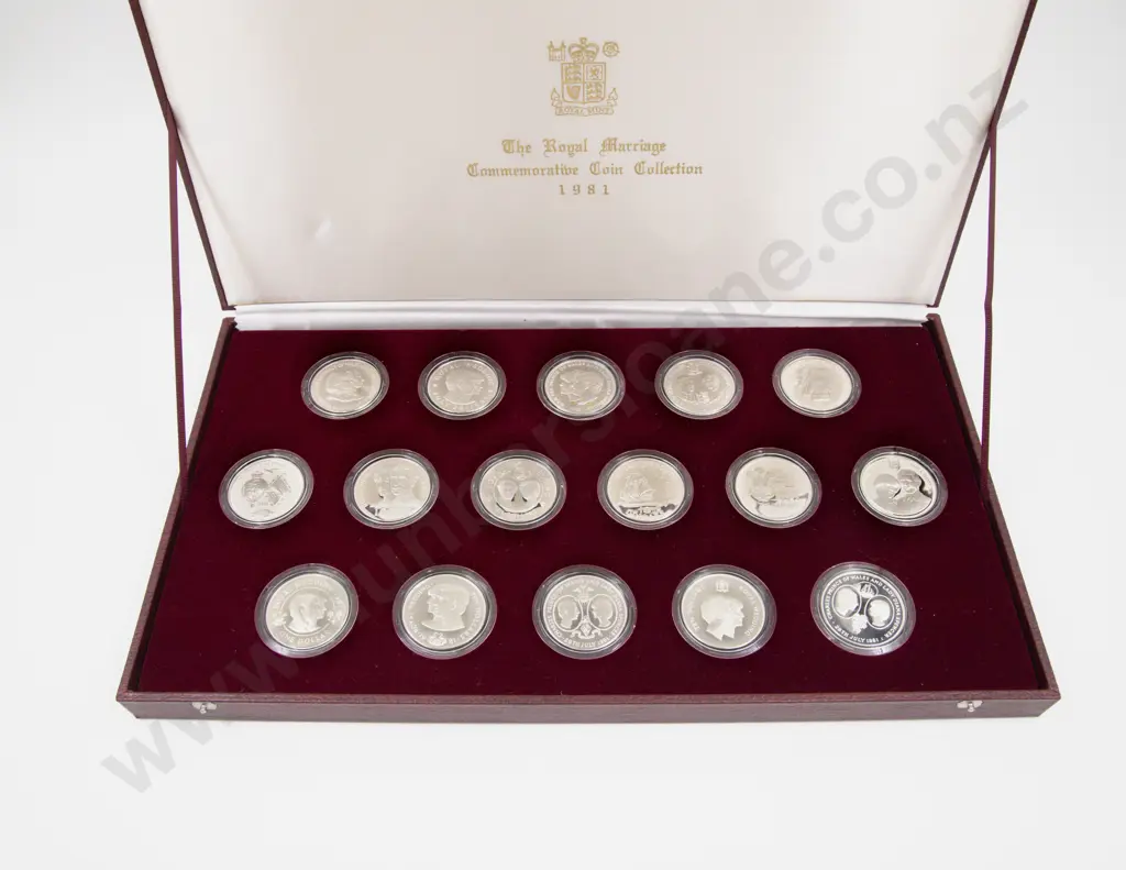 Cased 1981 Royal Mint The Royal Marriage Commemorative Sixteen Silver Proof Coins Image 1++