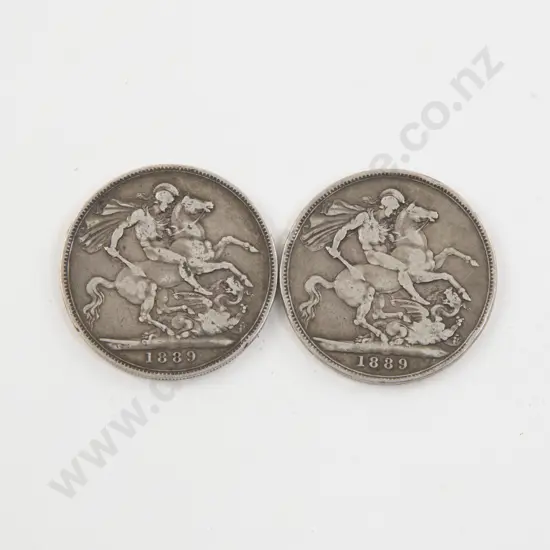 UK Victoria 1889 Silver Crown x2