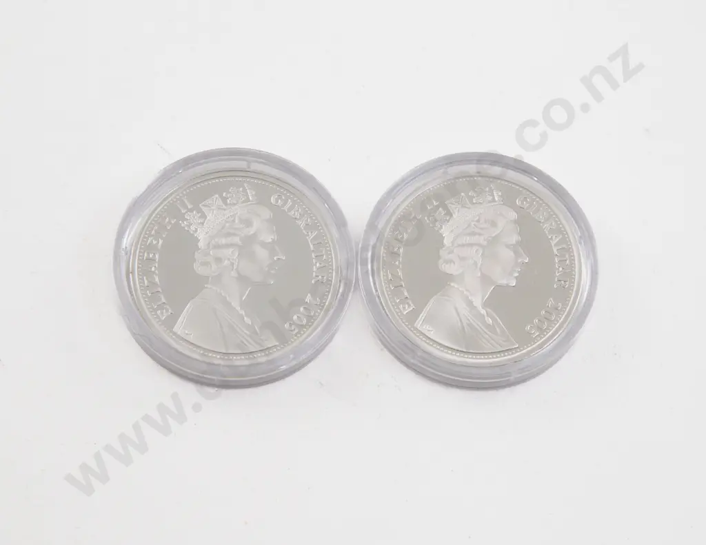 Gibraltar 2005 Five Pounds 1805 Trafalgar Two Silver Proof Coins Image 1++