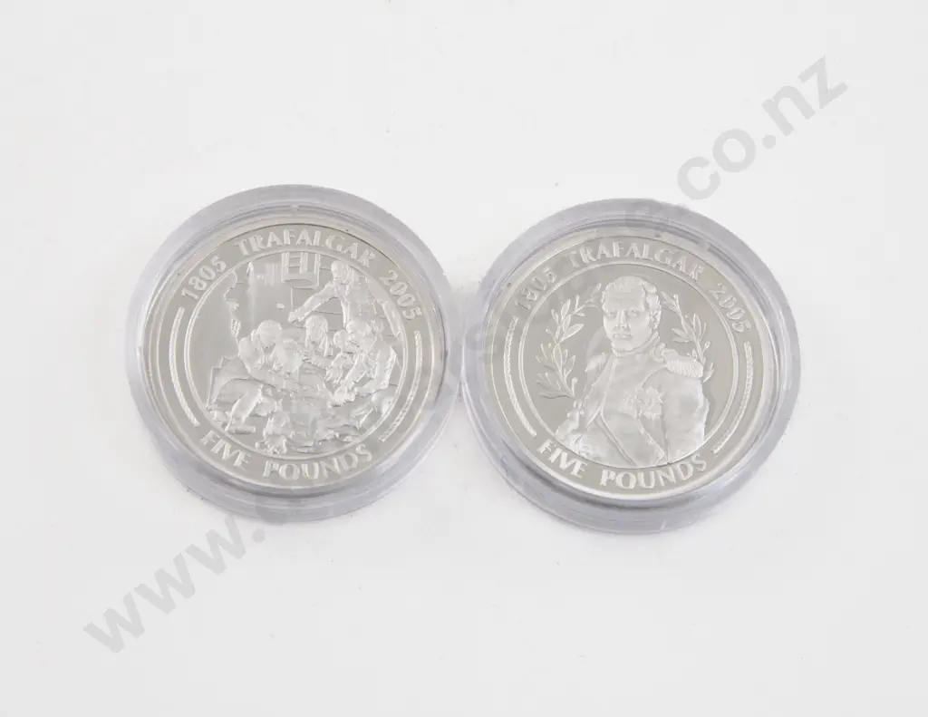Gibraltar 2005 Five Pounds 1805 Trafalgar Two Silver Proof Coins Image 1++