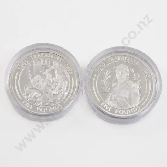 Gibraltar 2005 Five Pounds 1805 Trafalgar Two Silver Proof Coins