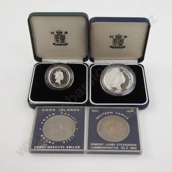 Royal Miint 1995 WWII Silver Proof £2 Coin 1991 Solomon Island $1 50th Anniversary Pearl Harbor and Two Unc $1