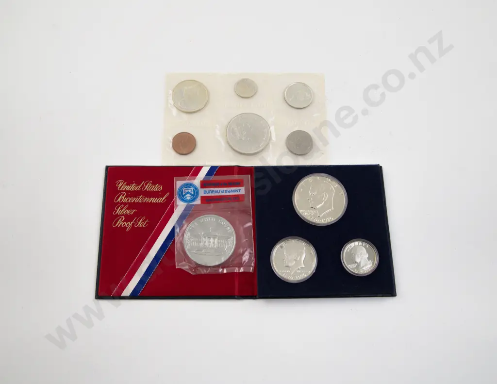 Canada 1965 6 Coin Unc Set with Us White House Medallion and US Bicentennial Silver 3 Coin Proof Set Image 1++